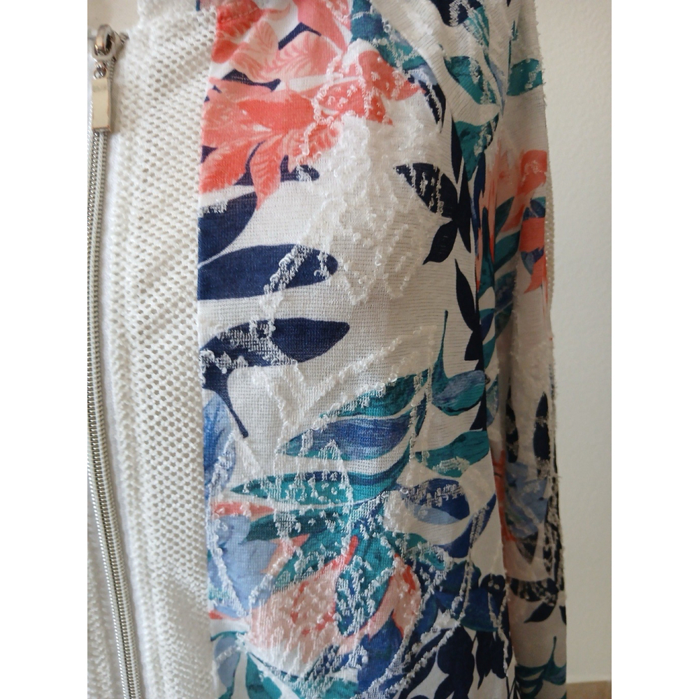 Chicos Weekends Womens Floral Charm Hoodie Size 1 US Medium 3/4 Sleeve Mesh‎ - Picture 8 of 16